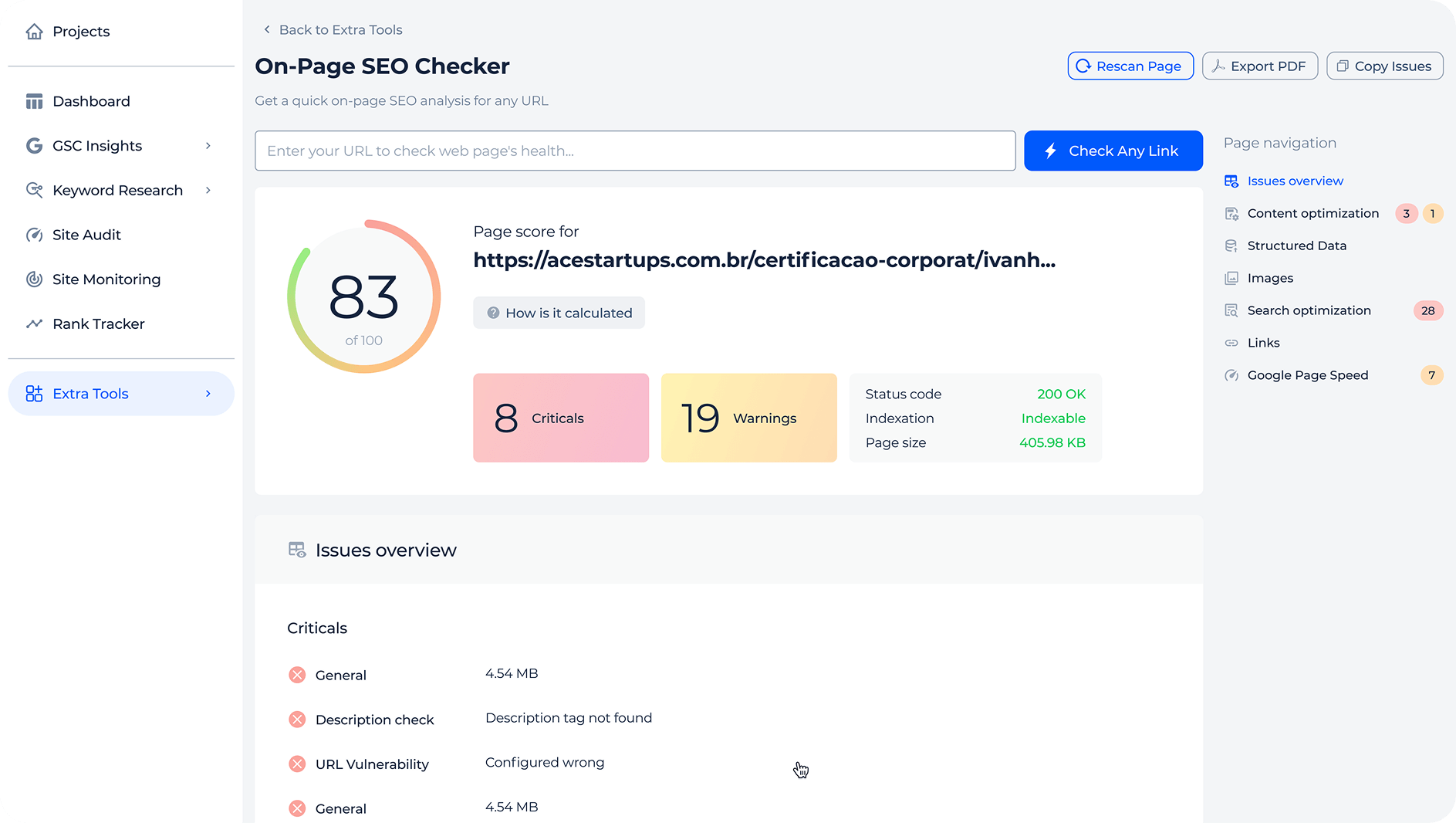 One-page SEO audit