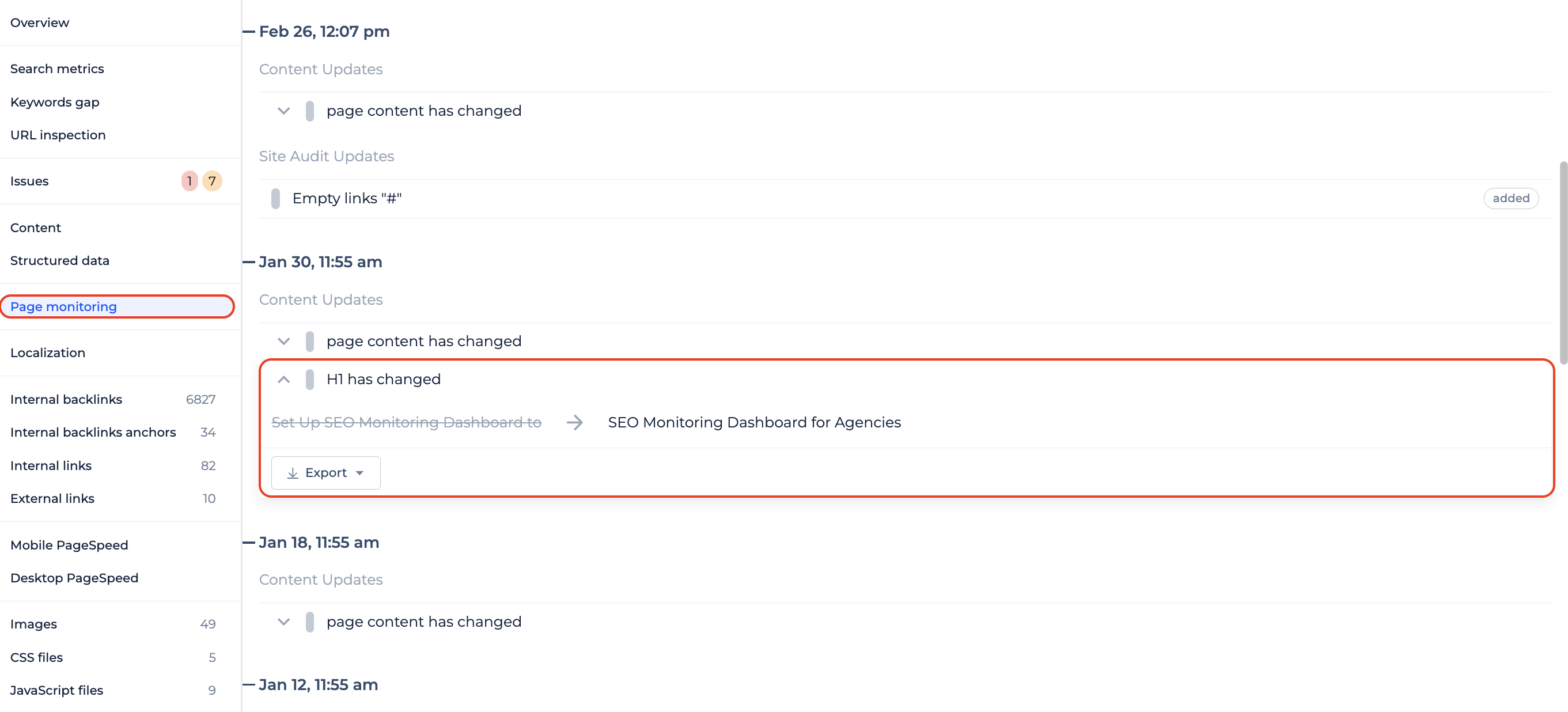 site monitoring on the graph 2