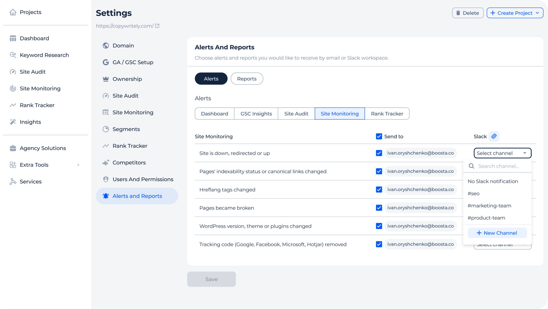 Real-time alerts