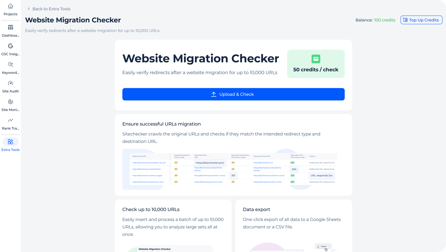 Website migration checker