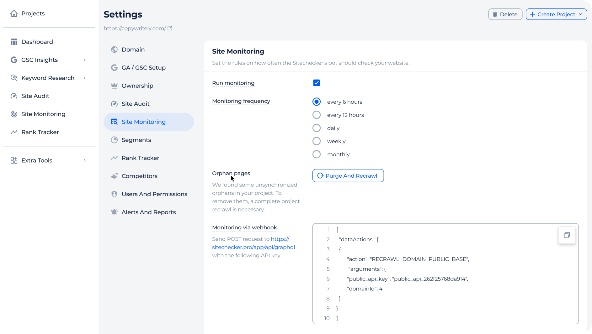 Automatic full-site crawling every 12 hours