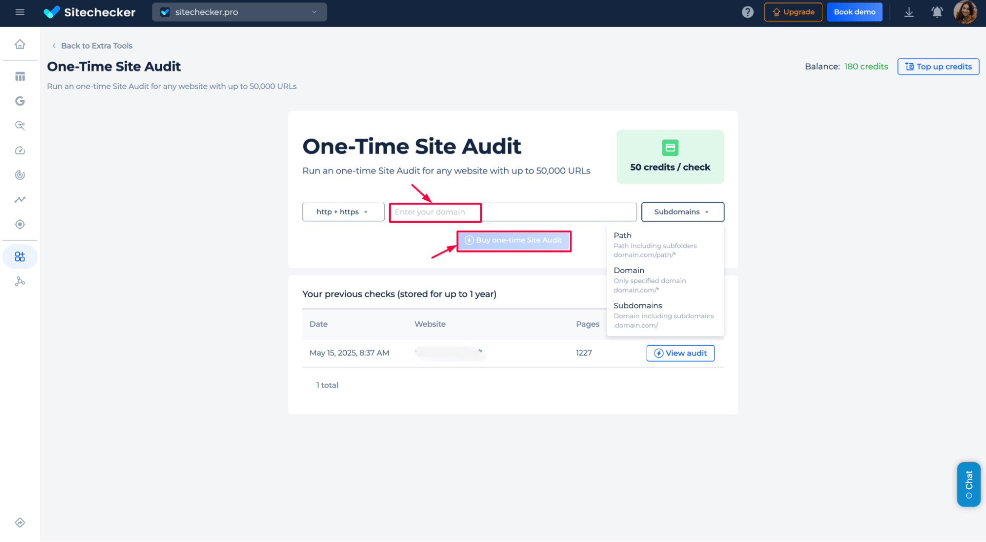 Buy one-time site audit