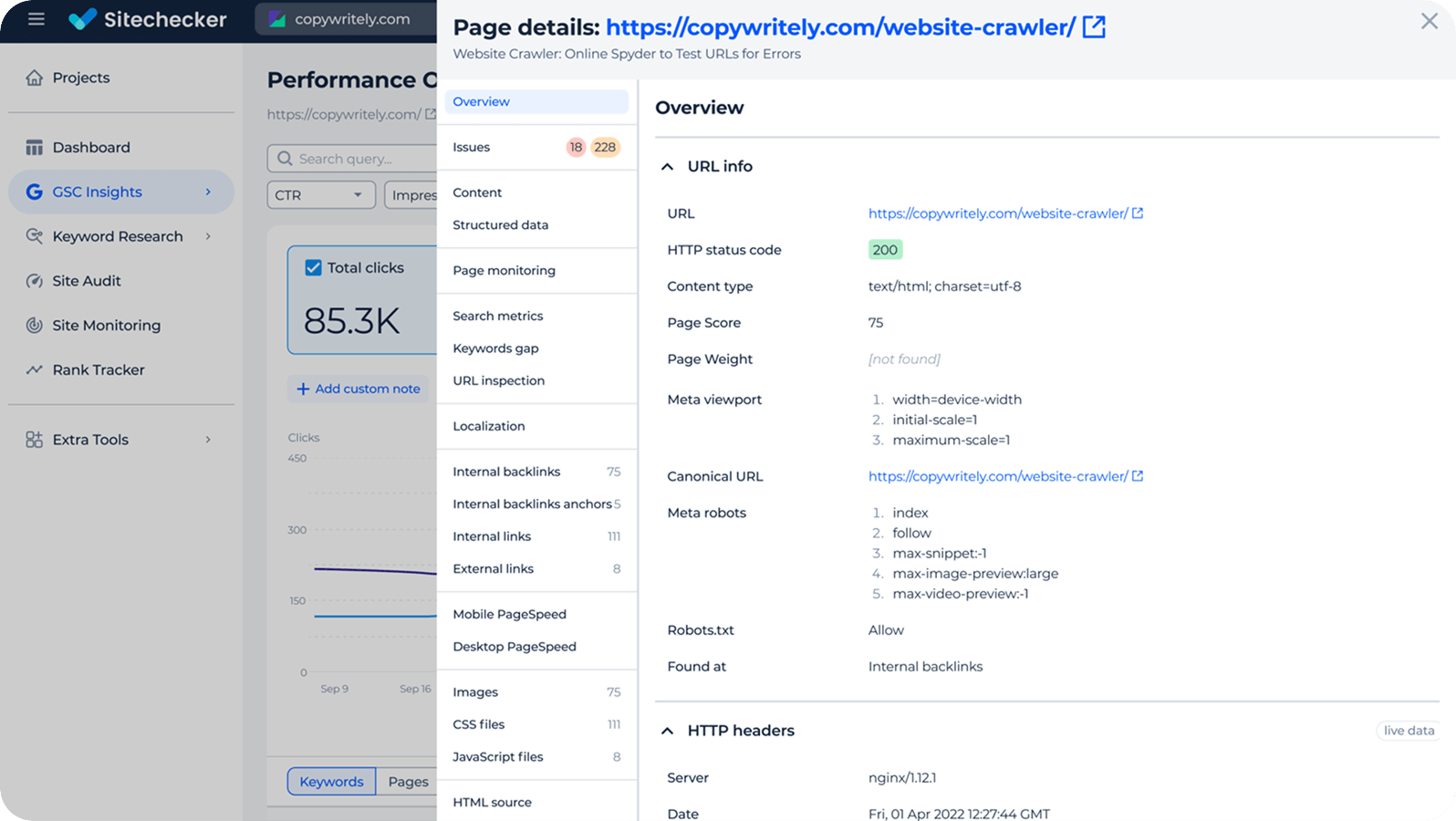 Content & indexability monitoring
