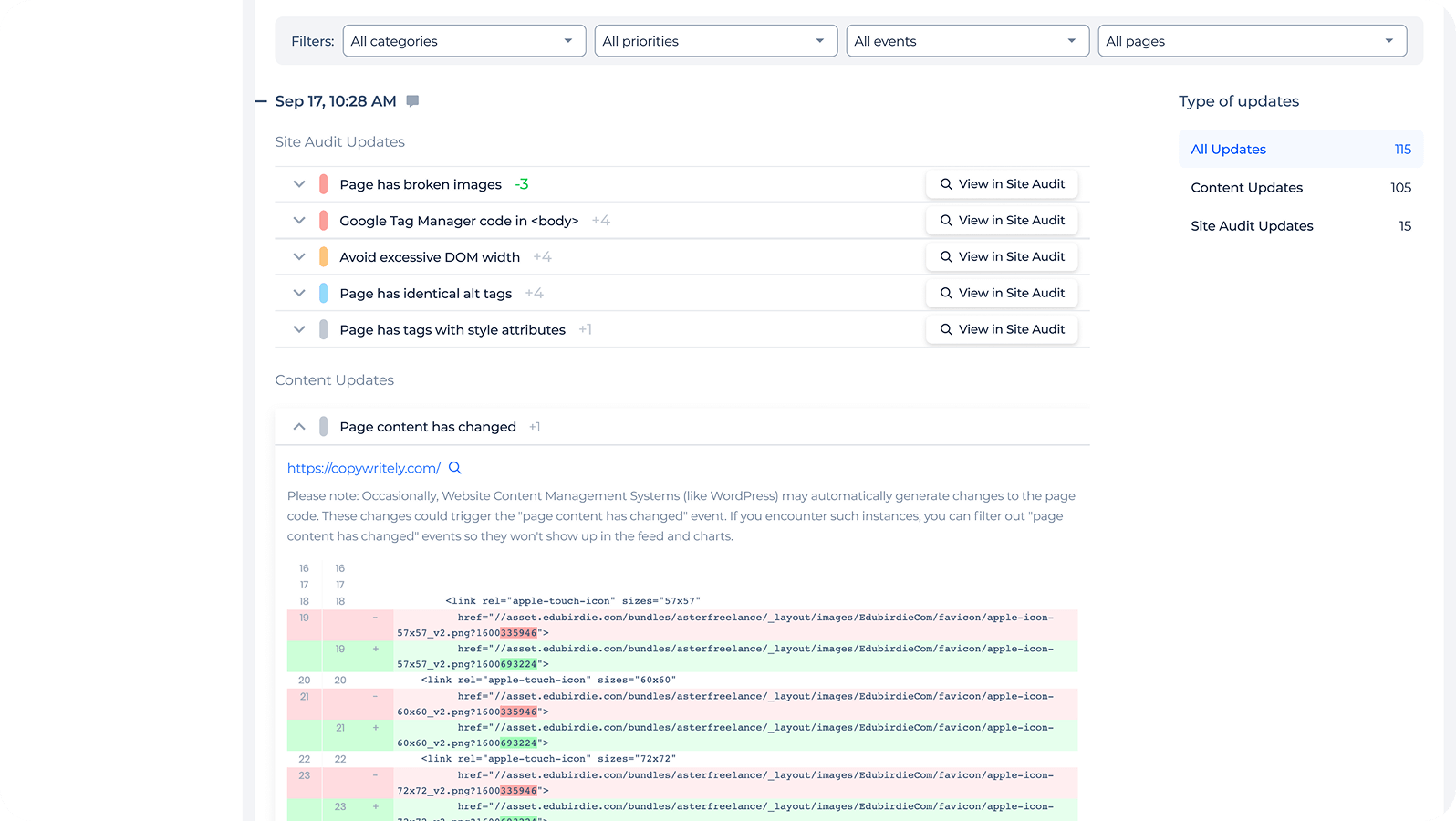 Visual page monitoring