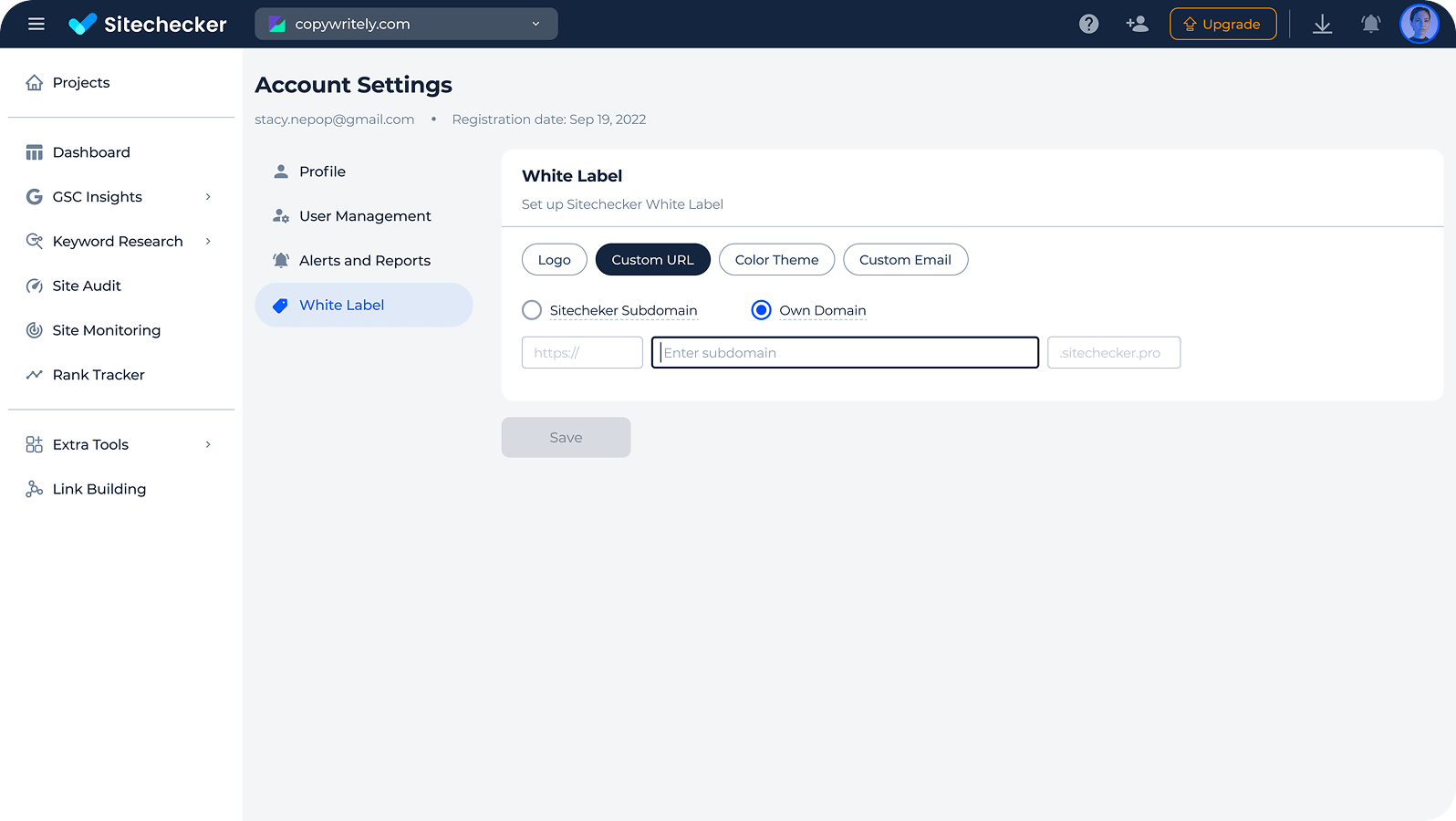 White-label dashboard and reports