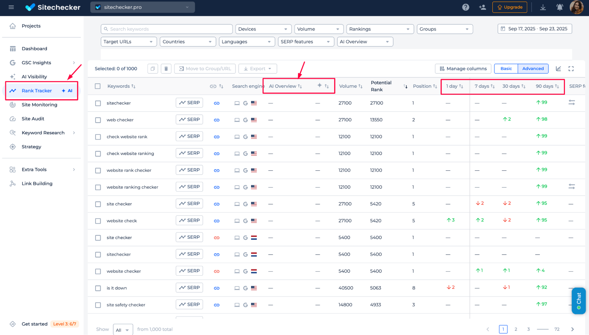 Sitechecker rank tracker