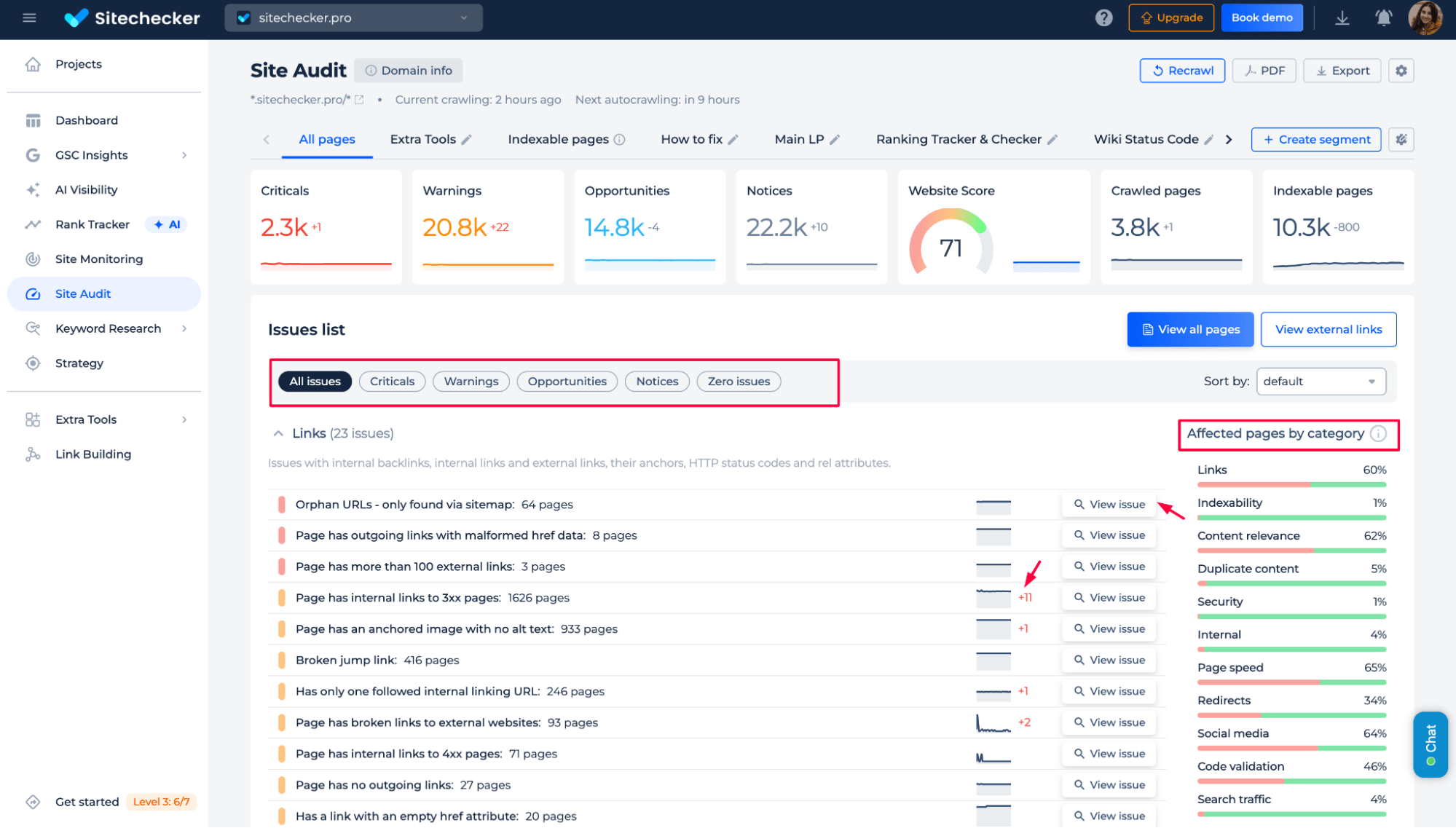 Sitechecker site audit