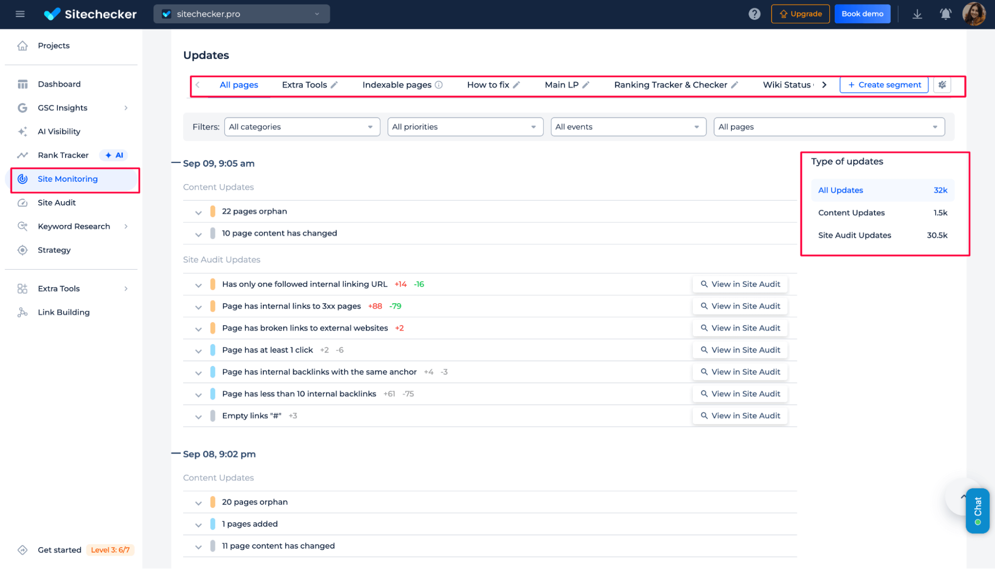 Sitechecker website monitoring