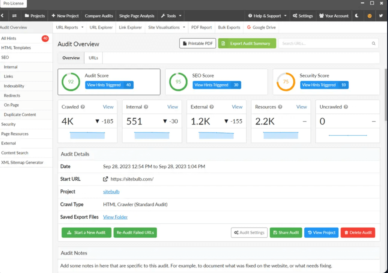 Sitebulb crawler