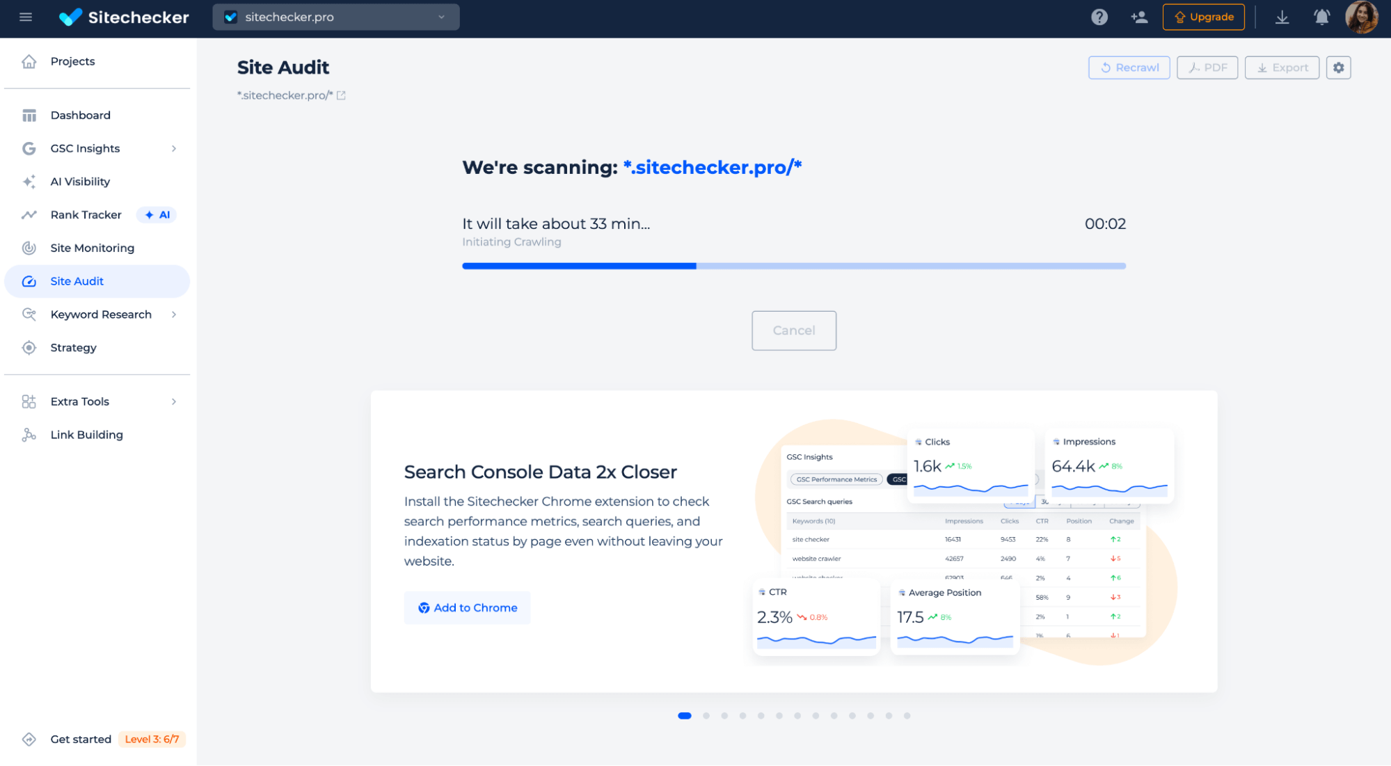 Sitechecker cloud-based real-time crawling