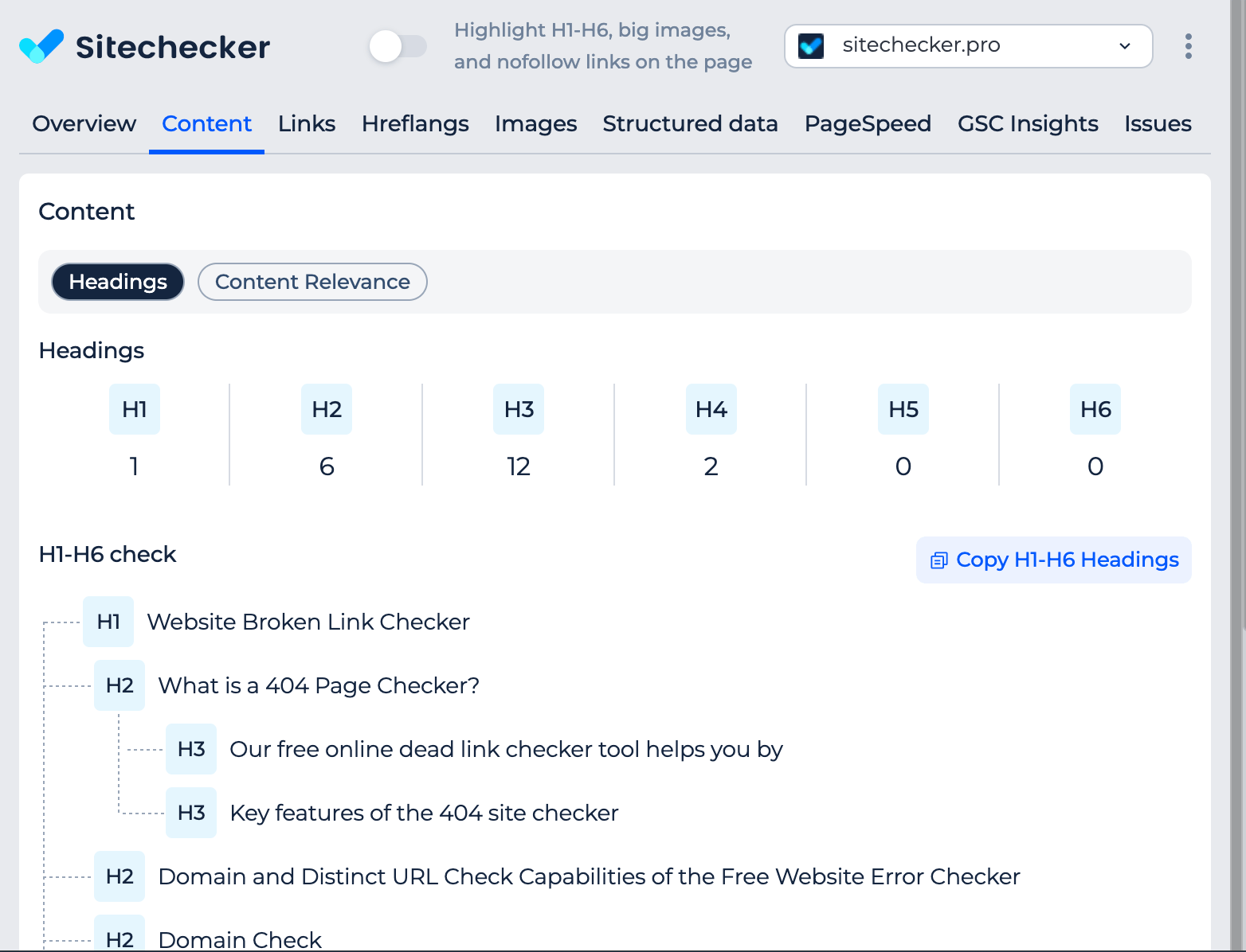 Sitechecker extension content