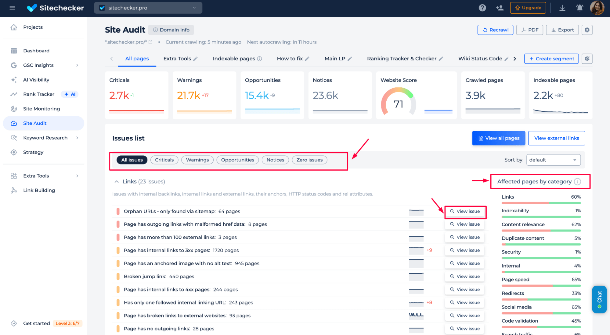 Sitechecker issue reports with fix guides