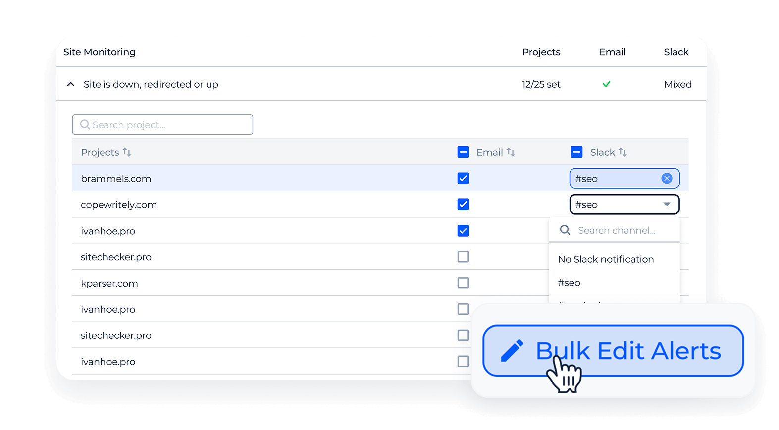 Bulk alerts management