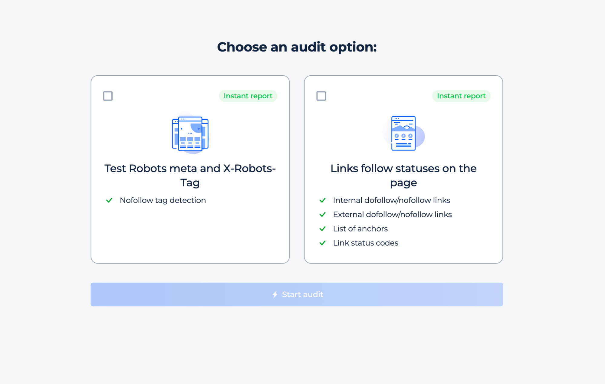 Choose an audit option