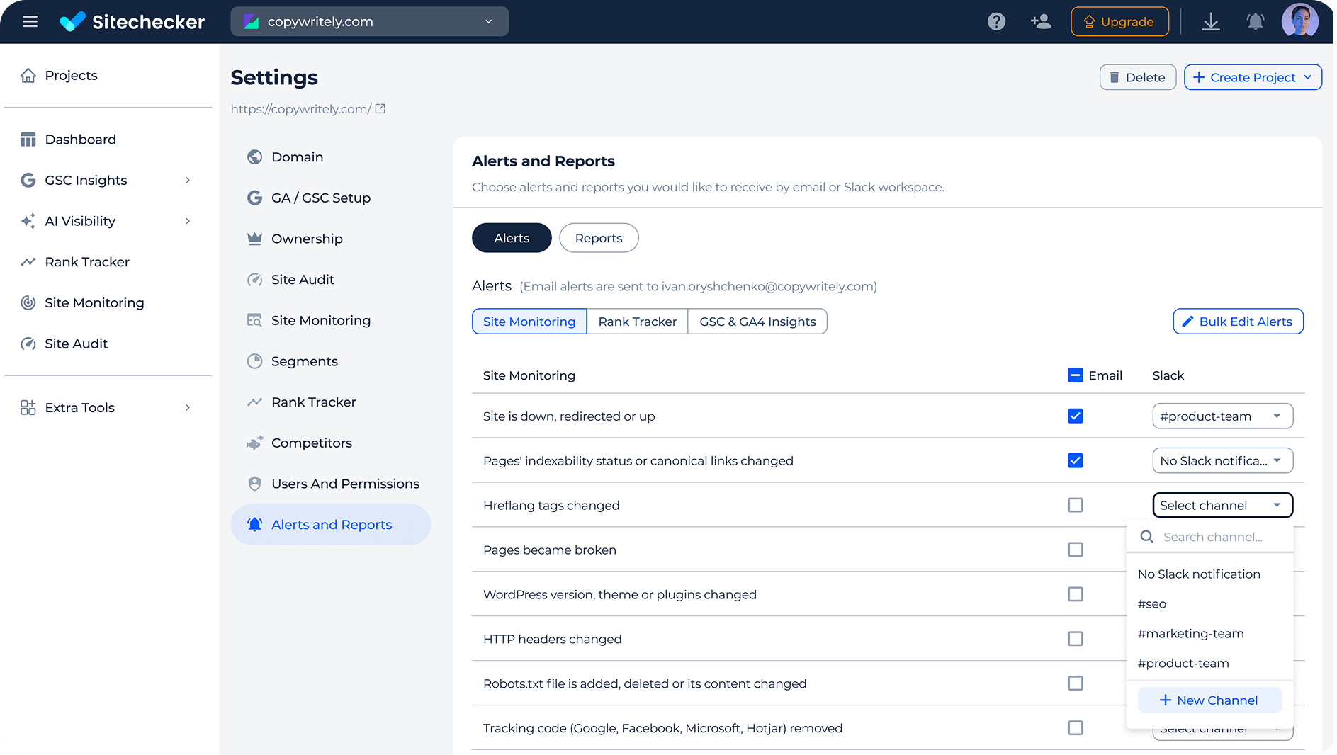 Team access & notification preferences