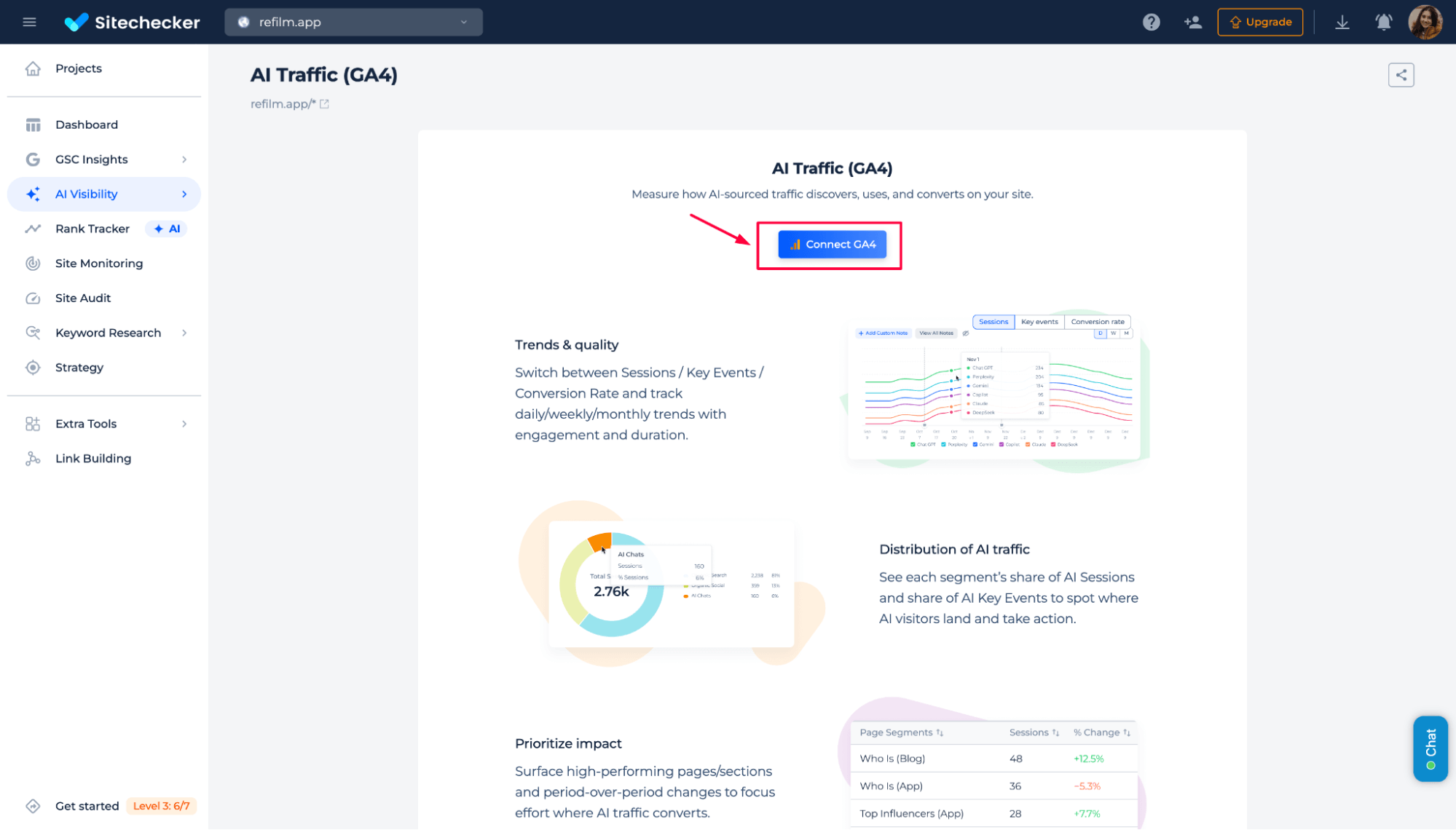 AI Traffic, connect GA4