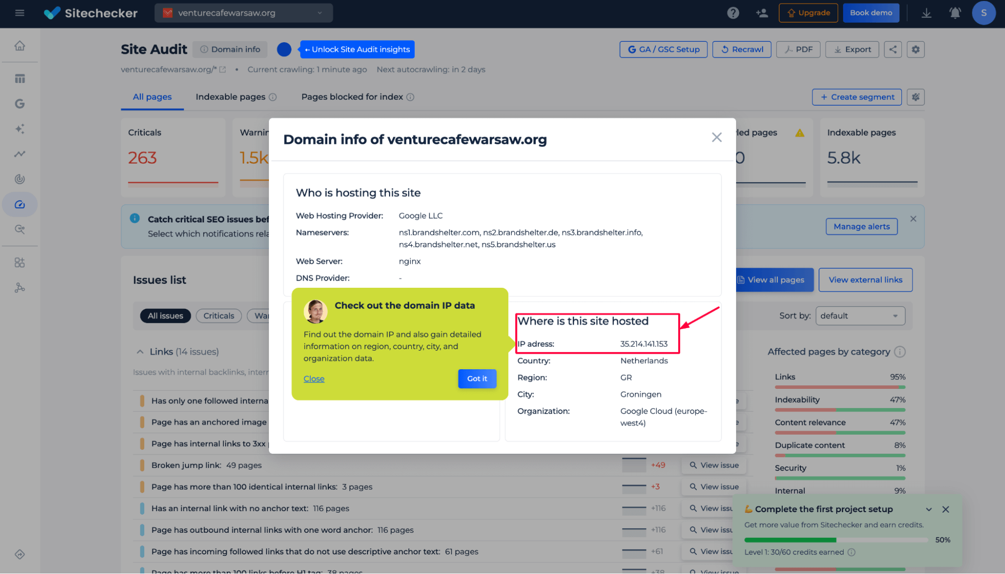 Where is site hosted, IP adress