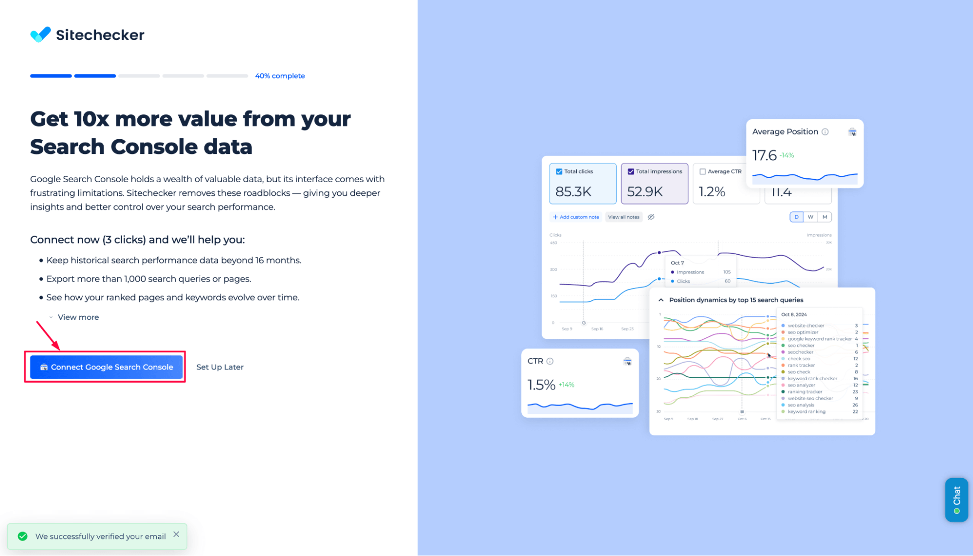 Connect GSC Sitechecker