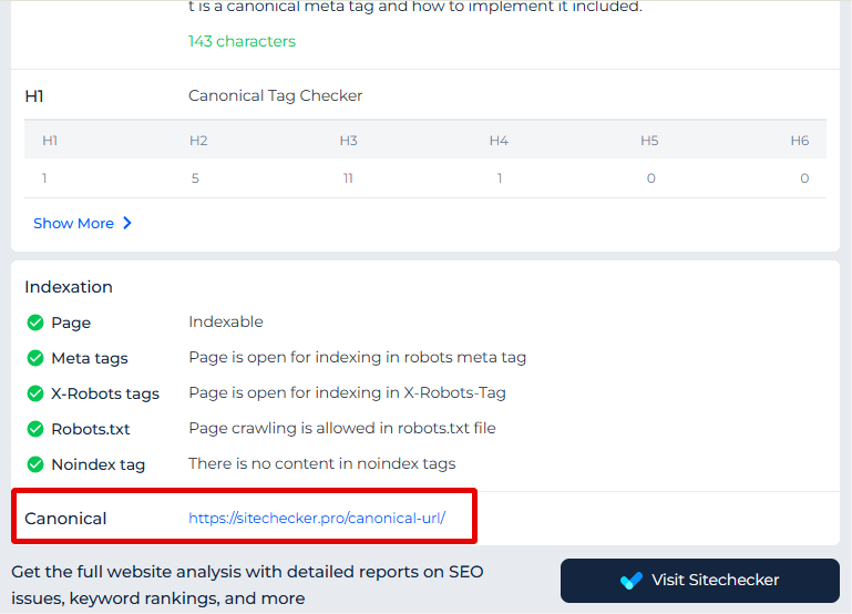 Sitechecker Chrome Extension canonical