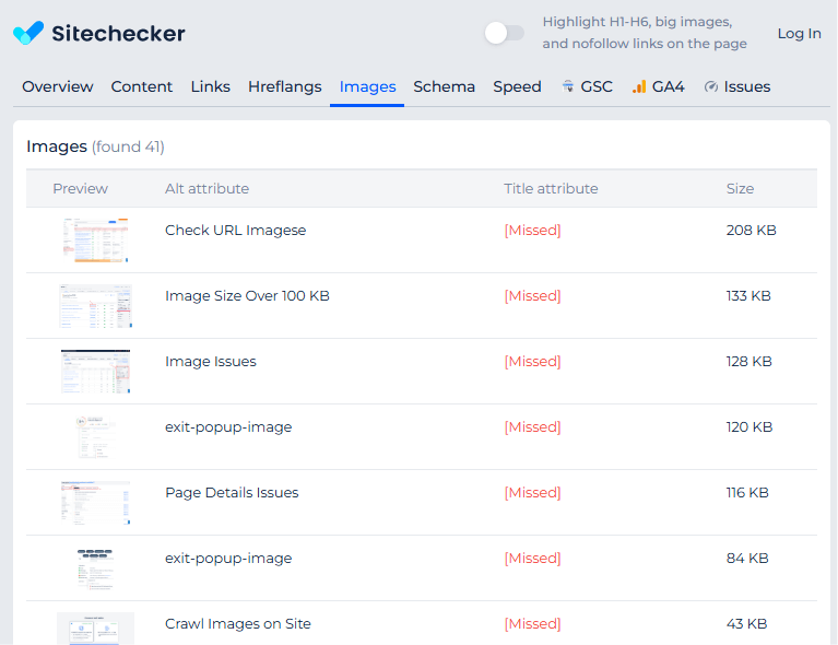 Sitechecker Chrome Extension images