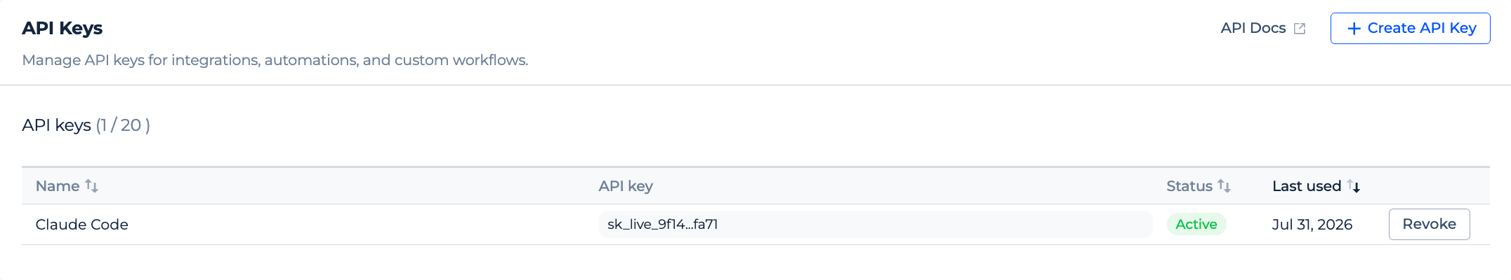 API key connecting Sitechecker to Make, N8N and Zapier